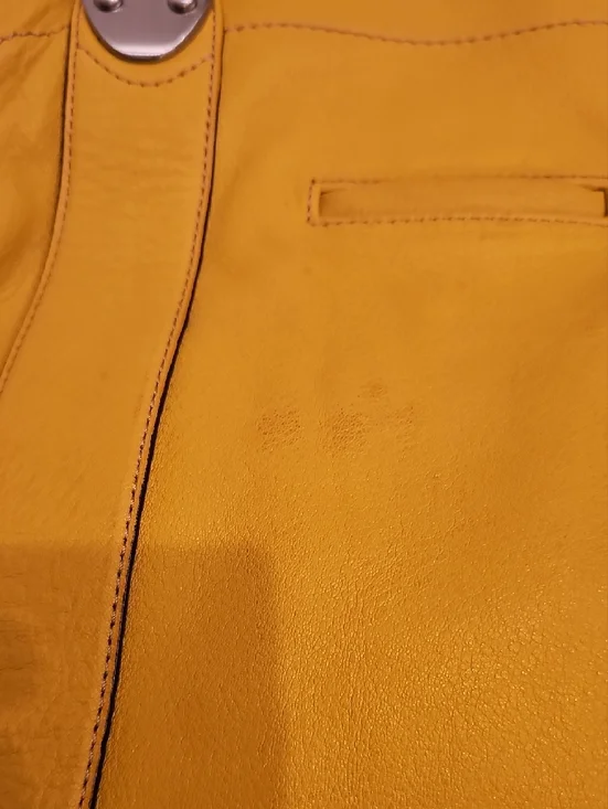 b. makowsky Yellow Leather Shoulder Satchel 15"x12"x4" - Picture 7 of 13